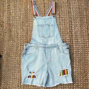 RAINBOW 90s OVERSIZED DENIM OVERALLS